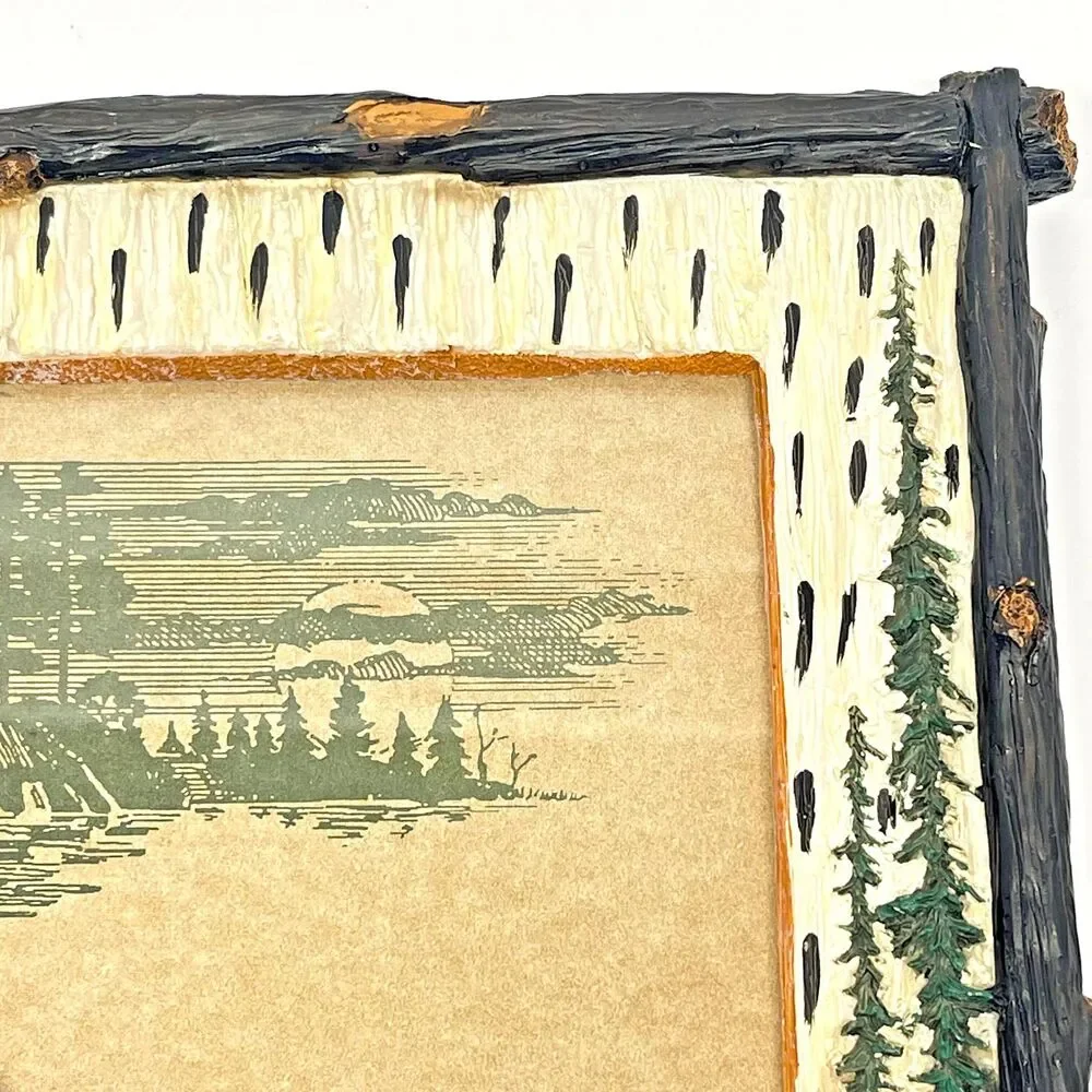 Vintage Wilcor 4x6 Photo Frame Hand Painted Camping Girl with Campfire Rustic
